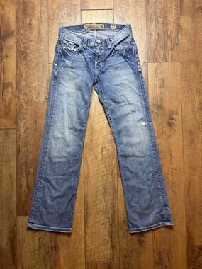 BKE Brayden Jeans 27 Low Rise Light Wash Faded Embroidered Back Pockets Y2K